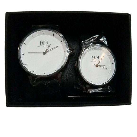 Menton Ezil Simple His & Hers Couples Matching Watch Leather Strap Great Gift - Picture 1 of 4